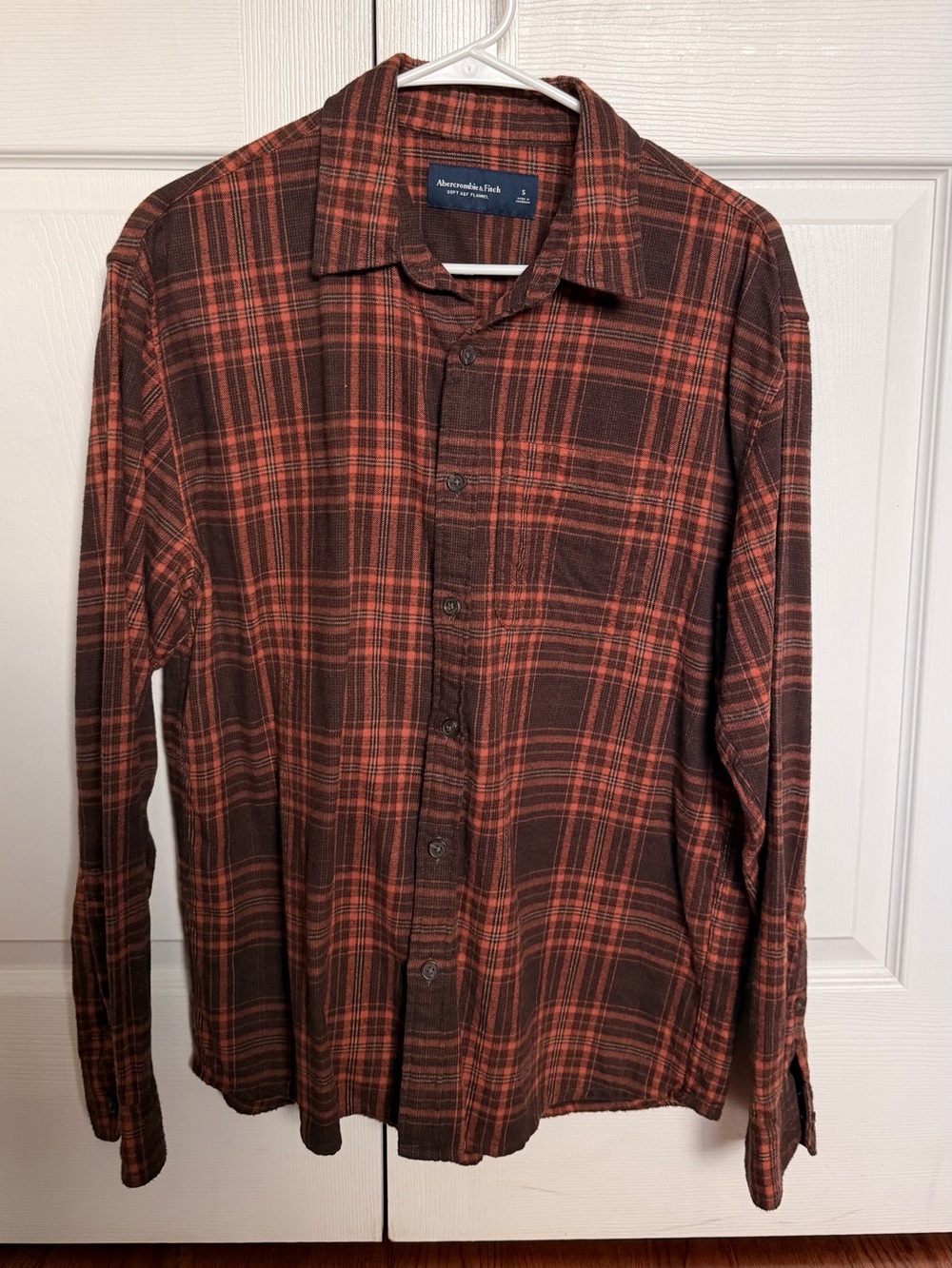 Abercrombie & Fitch Brown and Orange Plaid Button-Down Shirt